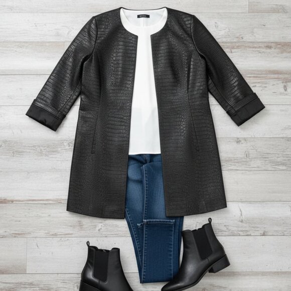 NWOT Chico’s Faux Snakeskin Leather Jacket Women’s Textured Blazer - Picture 5 of 13